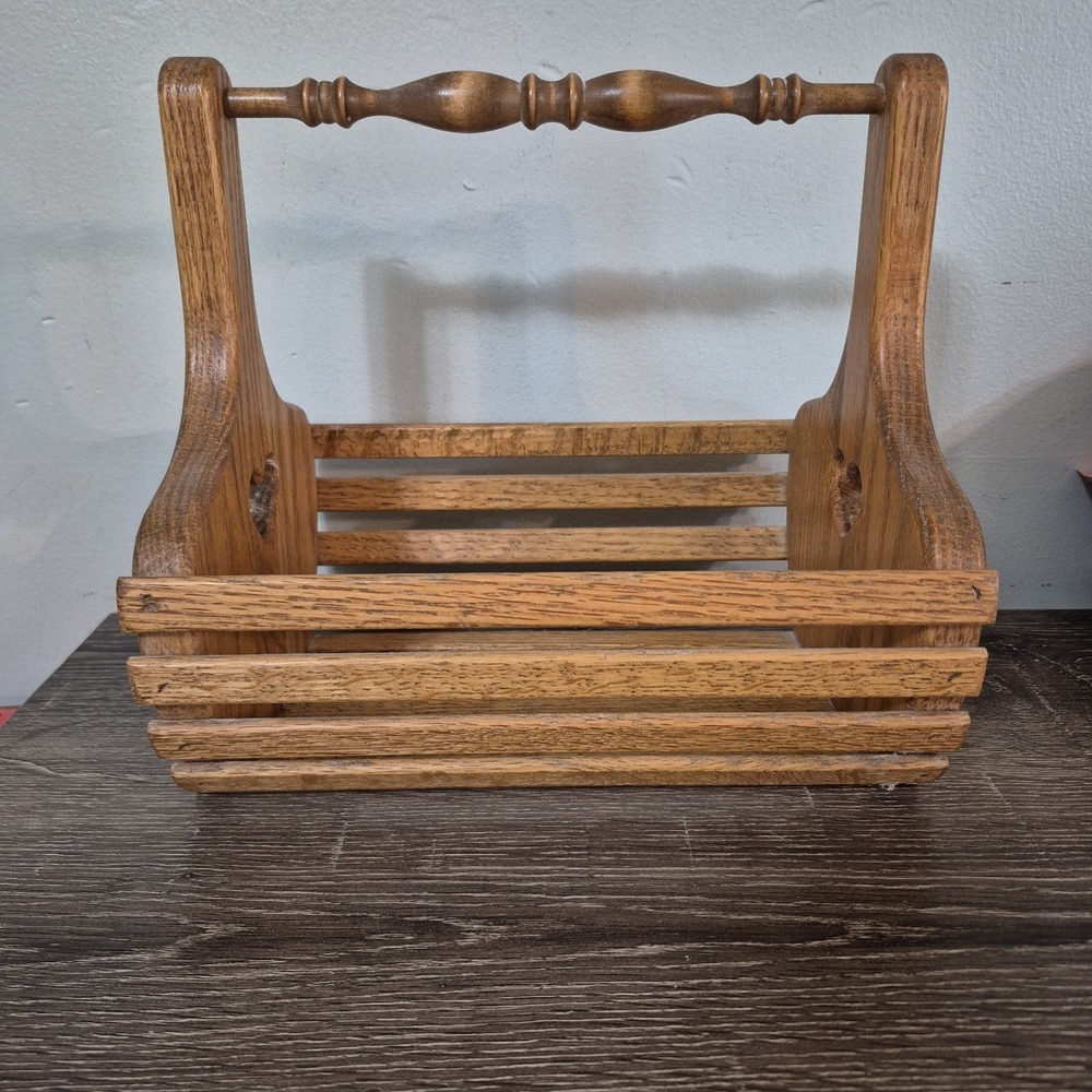 Vintage Heart Shaped Wooden Basket With Handle  9.5" Cottage Core Country Decor